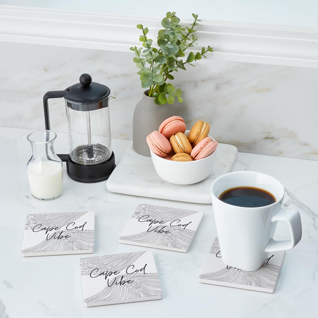 Minimalistic B&W Cape Cod Vibe | Absorbent Coasters | Set of 4 | Min 2