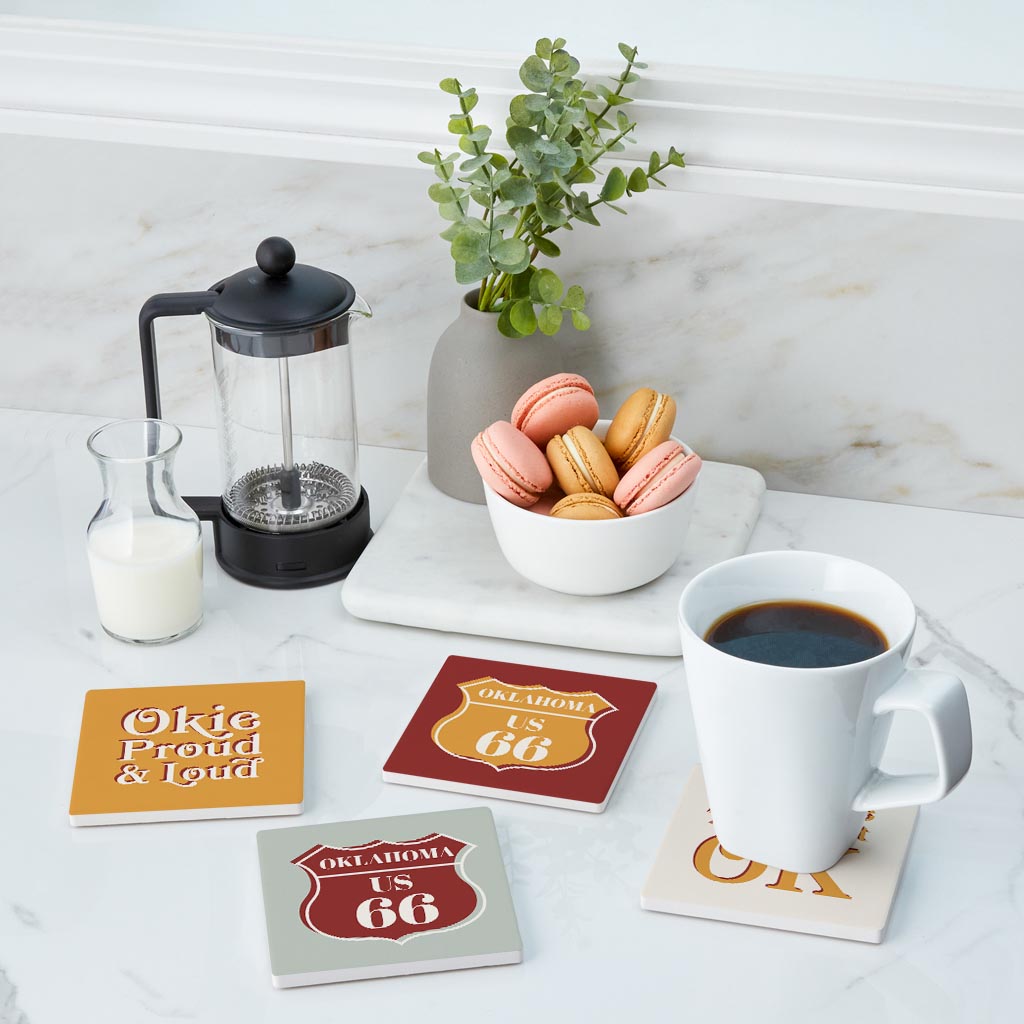 Modern Minimalist Oklahoma Set | Absorbent Coasters | Set of 4 | Min 2