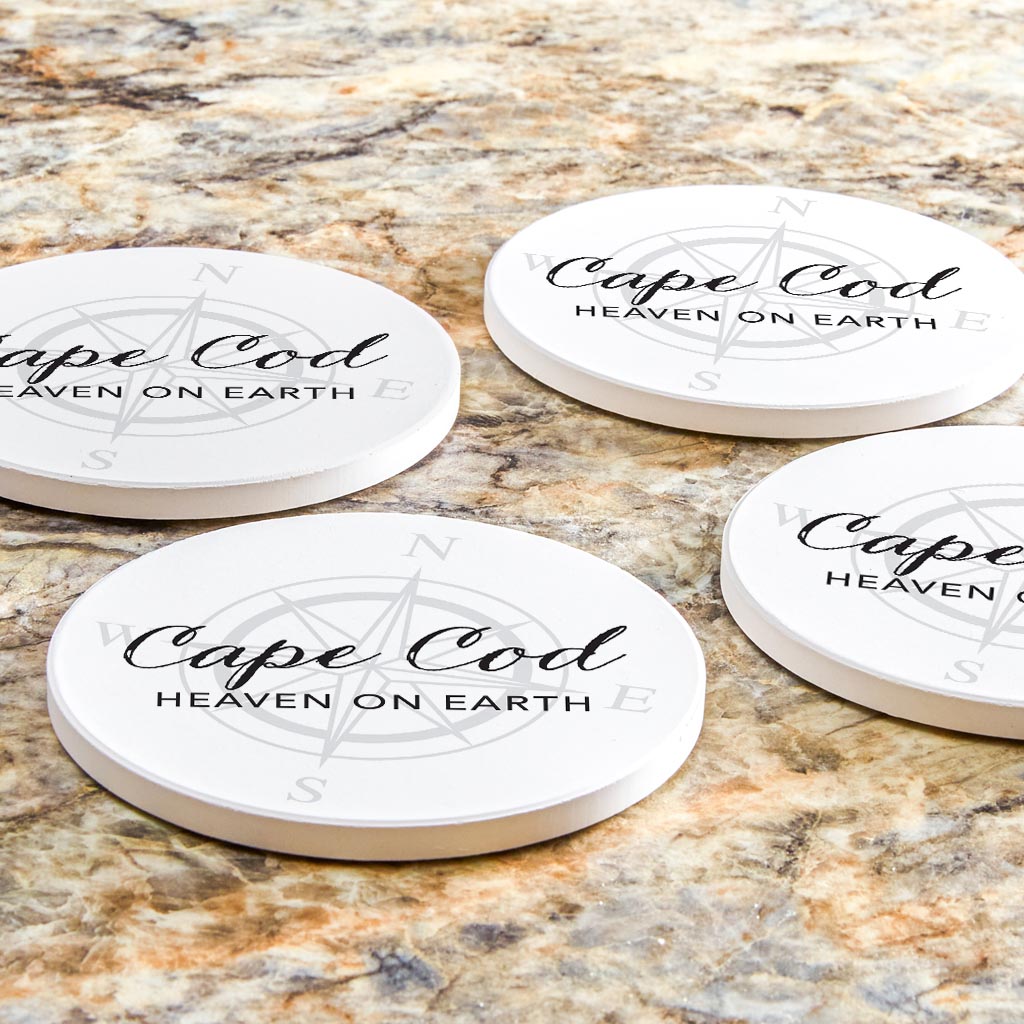 Minimalistic B&W Cape Cod Heaven On Earth| Absorbent Coasters | Set of 4 | Min 2