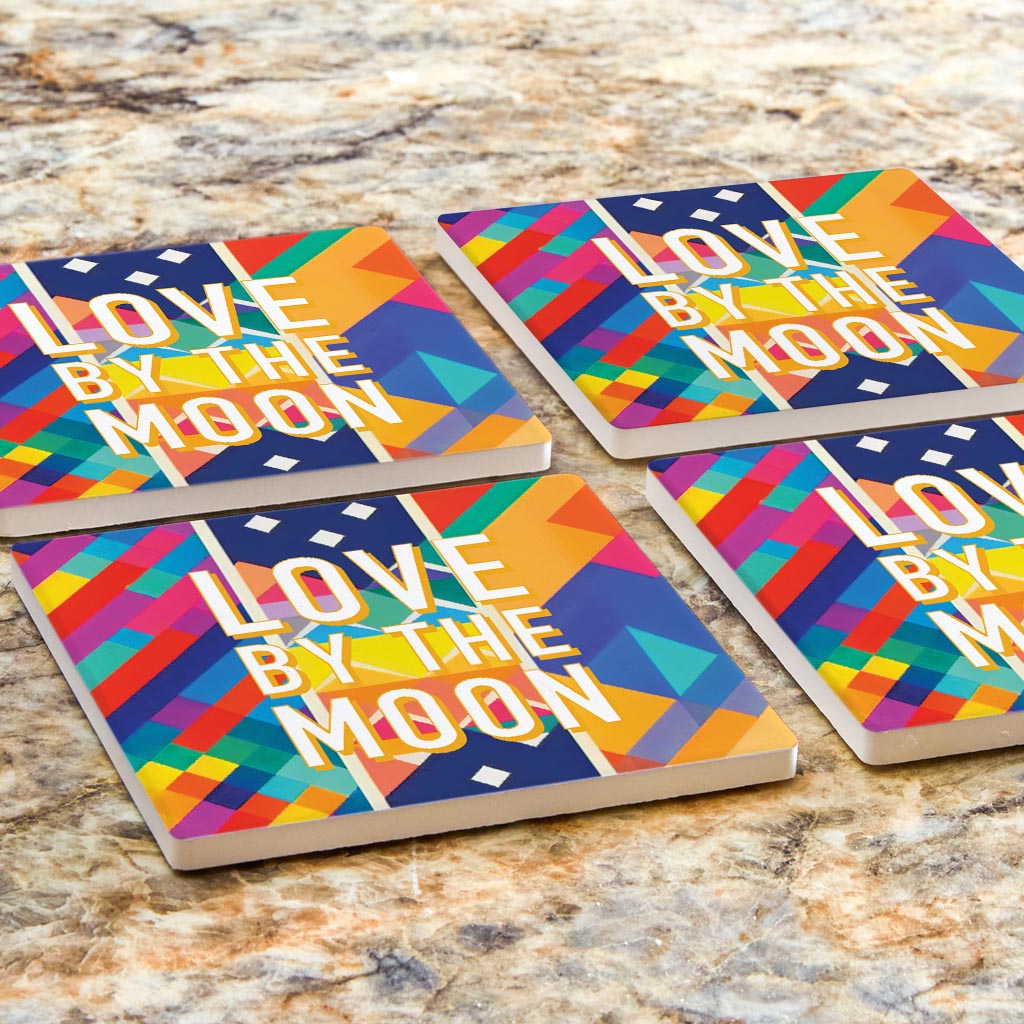 Love By The Moon | Absorbent Coasters | Set of 4 | Min 2