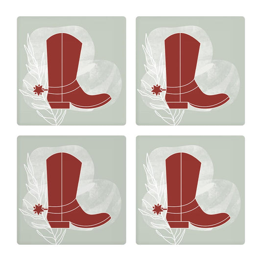 Modern Minimalist Oklahoma Boot | Absorbent Coasters | Set of 4 | Min 2