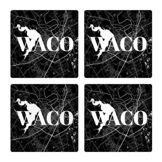 Minimalistic B&W Texas Waco Map| Absorbent Coasters | Set of 4 | Min 2