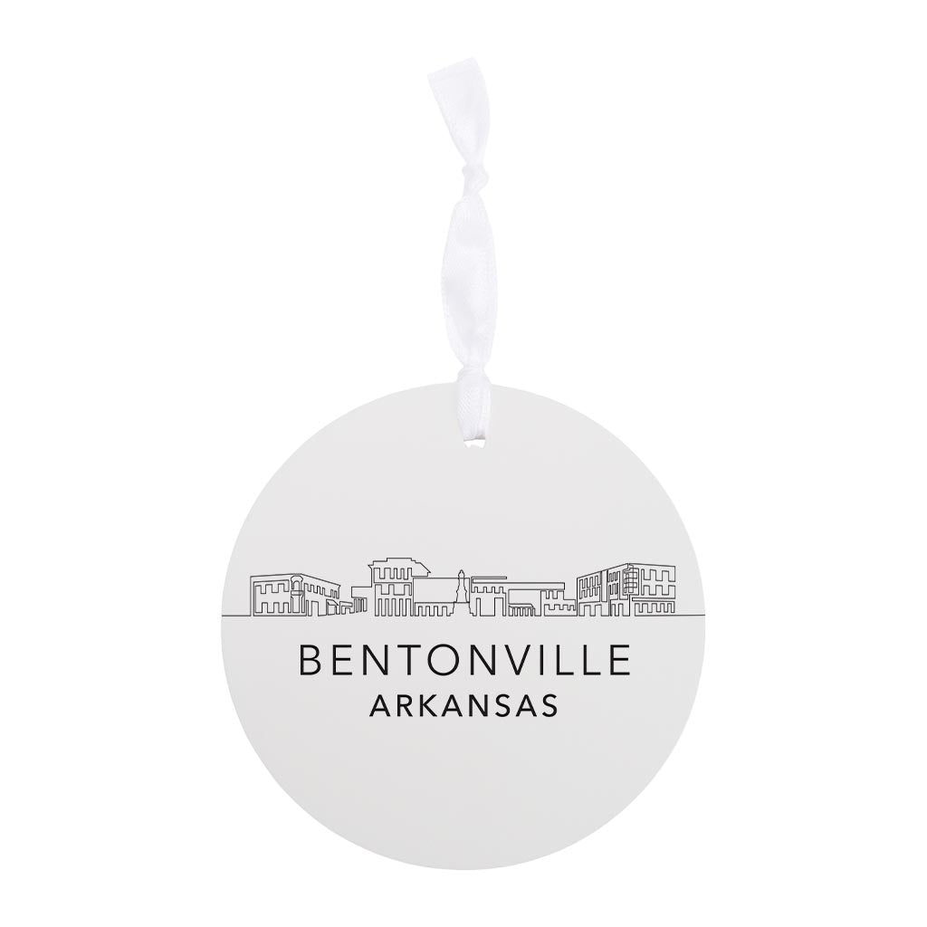 Minimalist B&W Arkansas Bentonville Skyline State | Wood Ornament | Eaches | Min 6