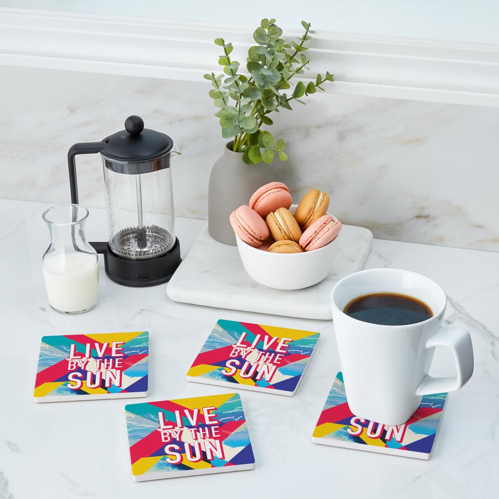 Live By The Sun | Absorbent Coasters | Set of 4 | Min 2