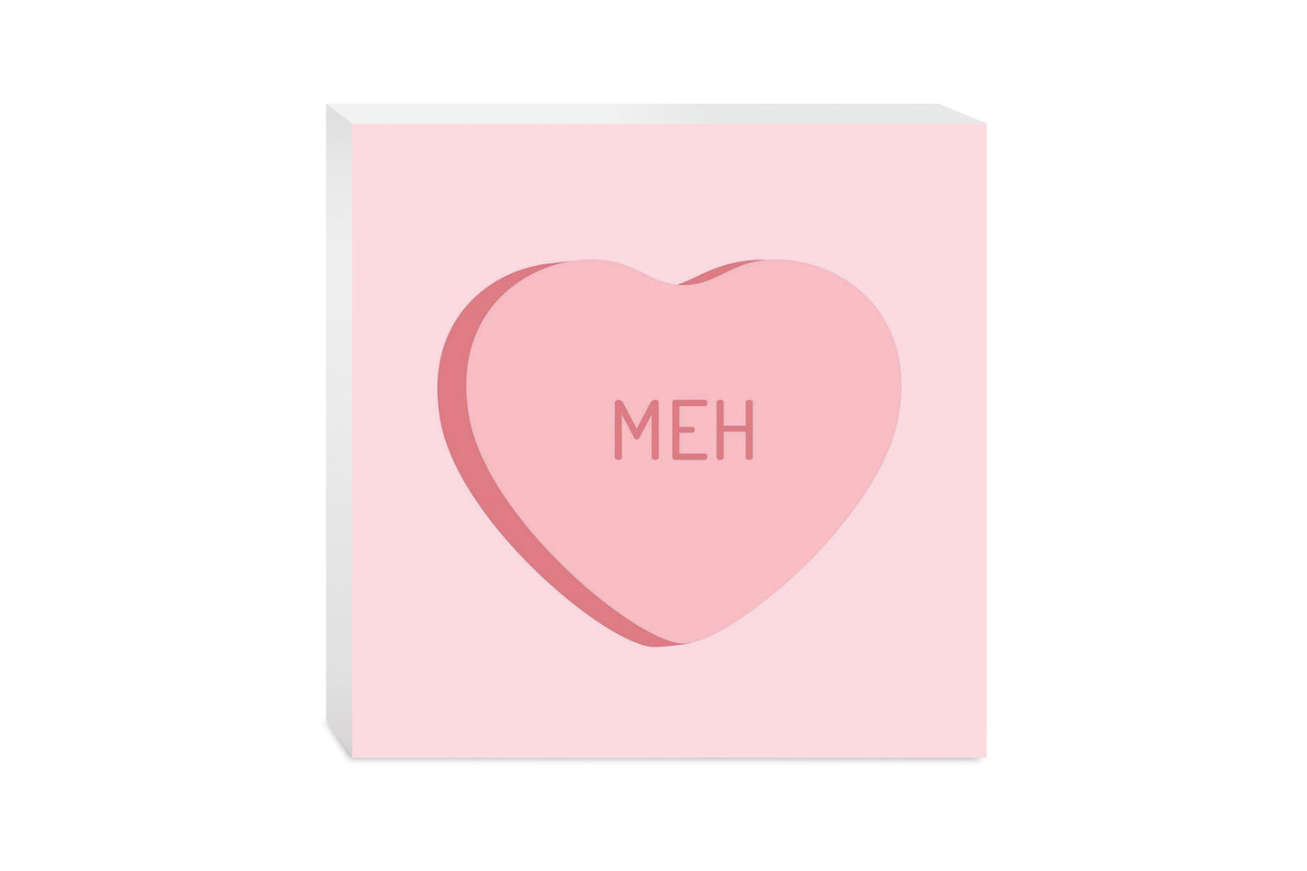 Funny Message Hearts Meh | Wood Block | Eaches | Min 2