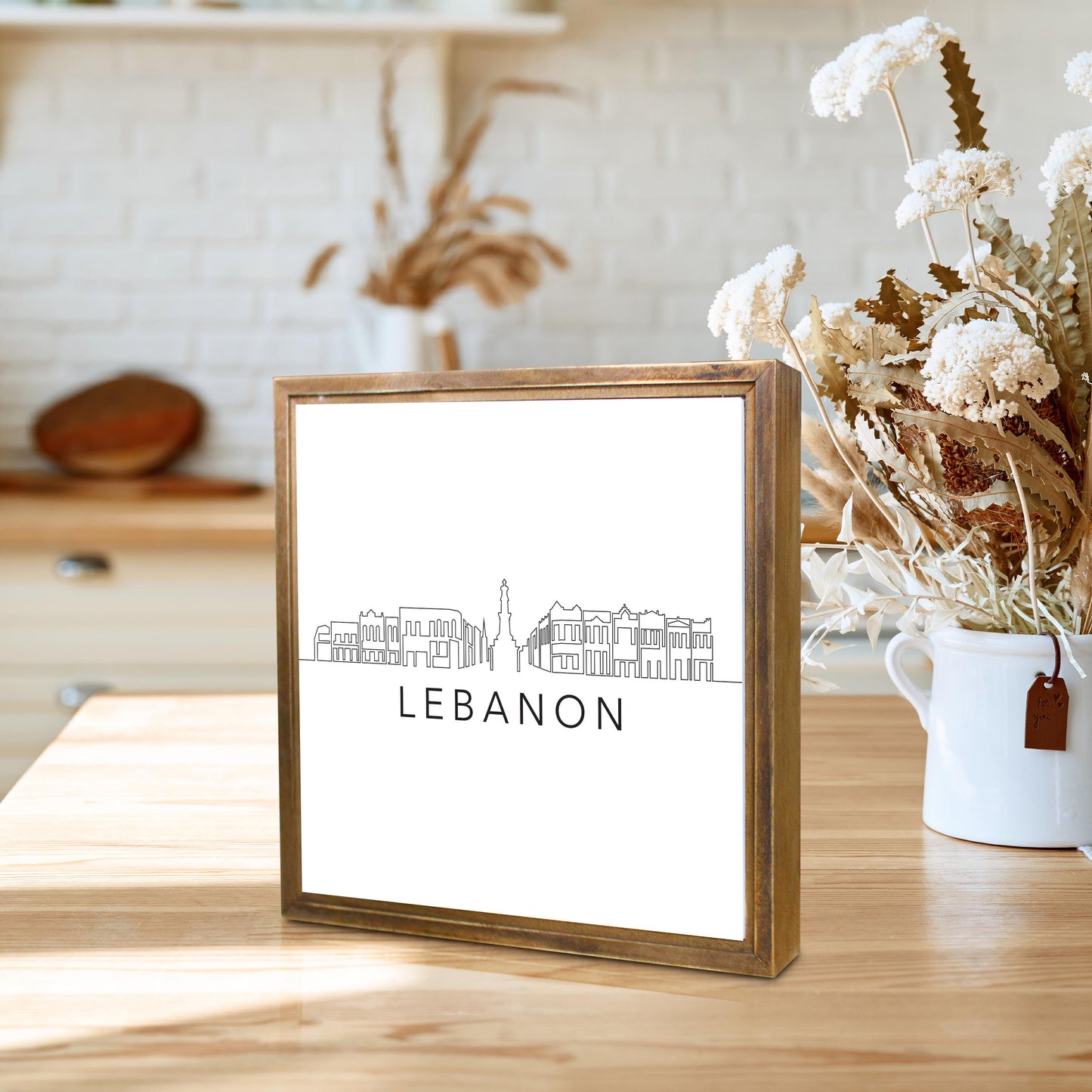 Minimalist B&W Tennessee Lebanon Skyline | Wood Sign | Eaches | Min 1