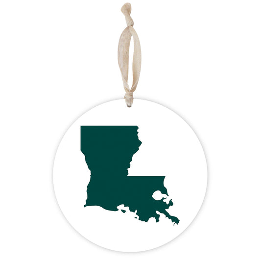 Blue White Louisiana State Shape | Wood Ornament | Eaches | Min 1