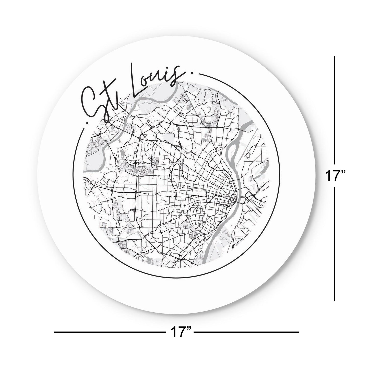 Minimalist B&W Missouri St Louis Circle Map | Wood Sign | Eaches | Min 1