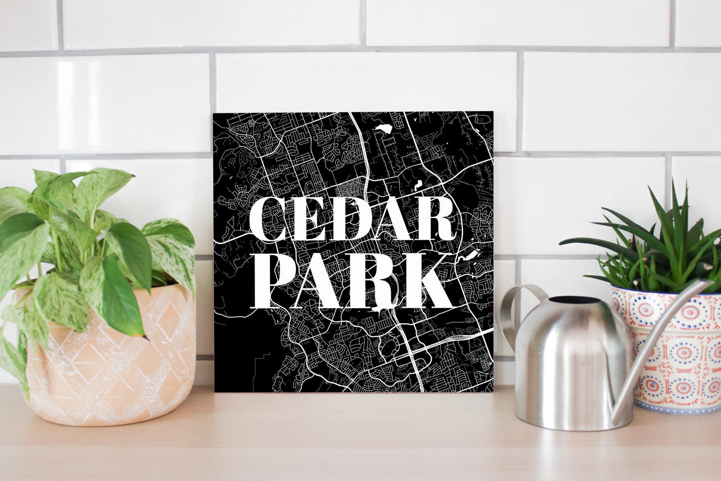 Minimalistic B&W Texas Cedar Park Map | Wood Sign | Eaches | Min 2