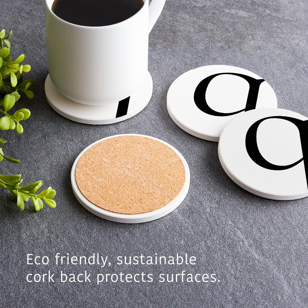 Minimalist Monogram Q Circle | Absorbent Coasters | Set of 4 | Min 2