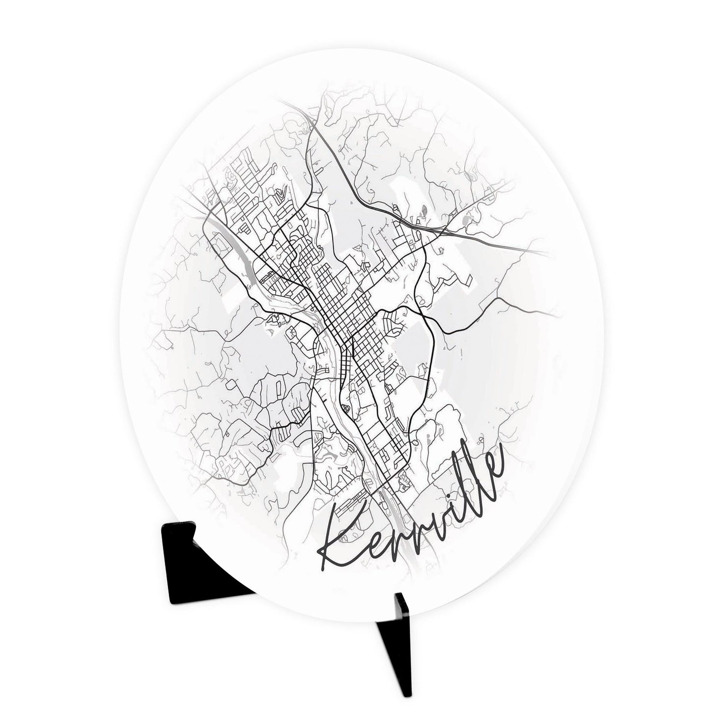 Minimalistic B&W Texas Kerrville Circle Map | Wood Sign | Eaches | Min 1