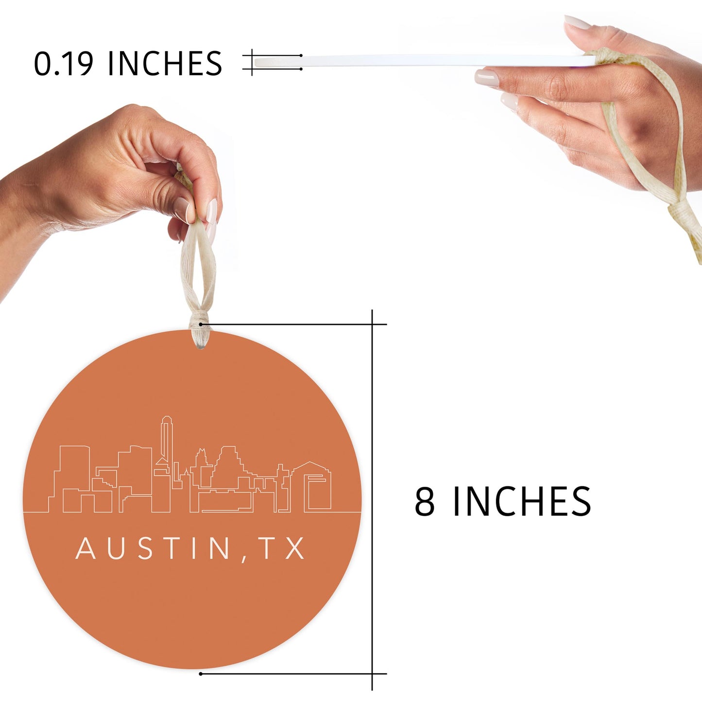 Modern Minimalist Texas Austin Skyline | Wood Ornament | Eaches | Min 1