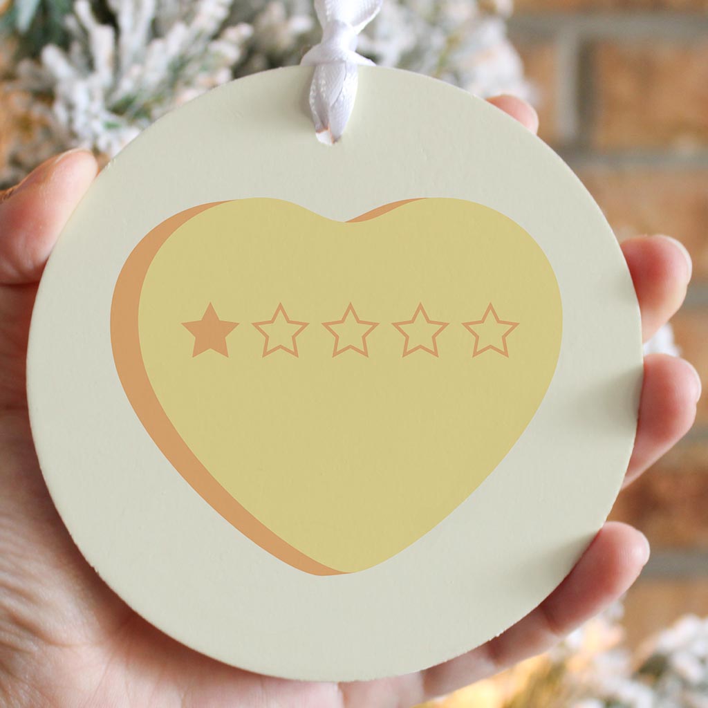 Funny Message Hearts 1 Star| Wood Ornament | Eaches | Min 6