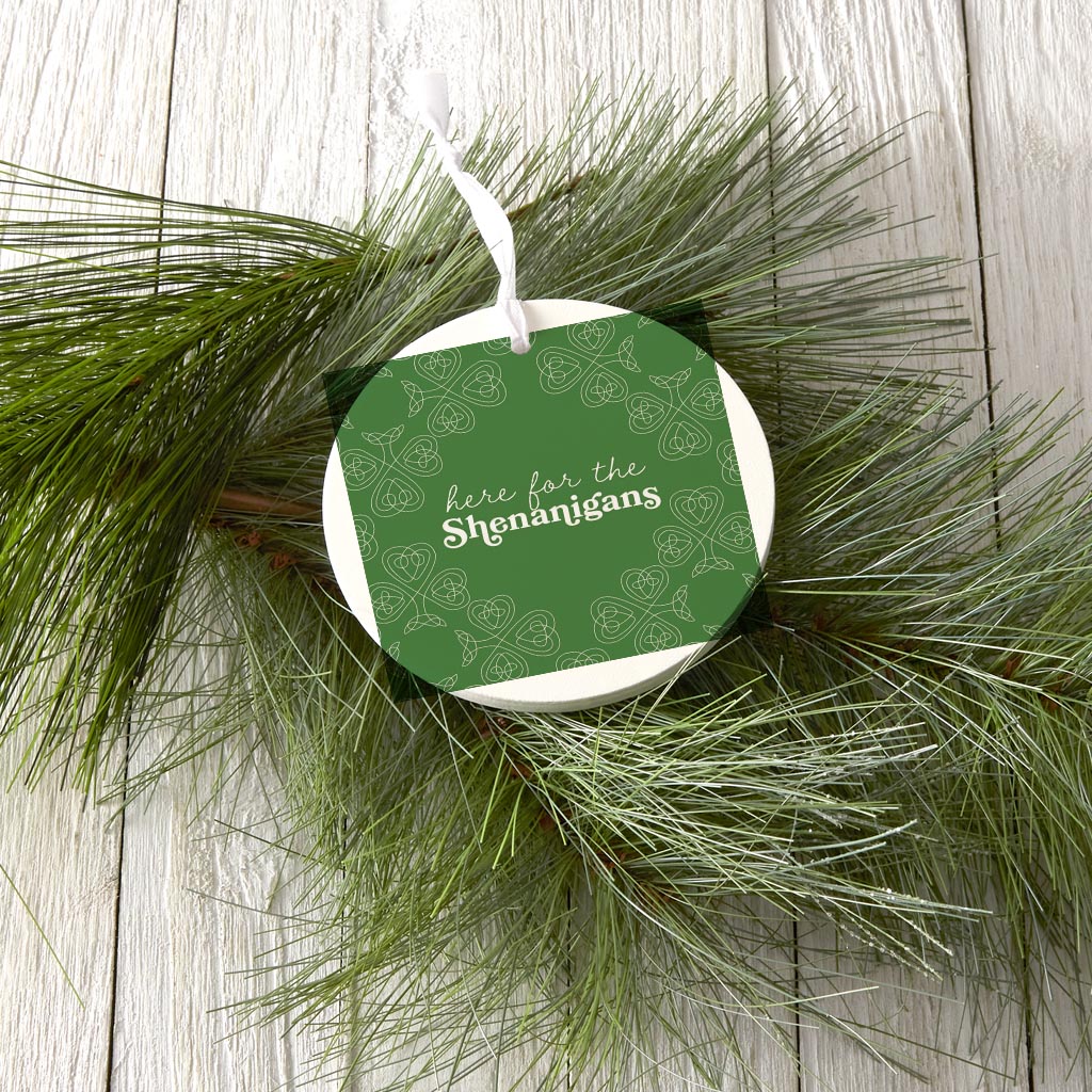 Dark Green Shamrock Here For The Shenanigans | Wood Ornament | Eaches | Min 6