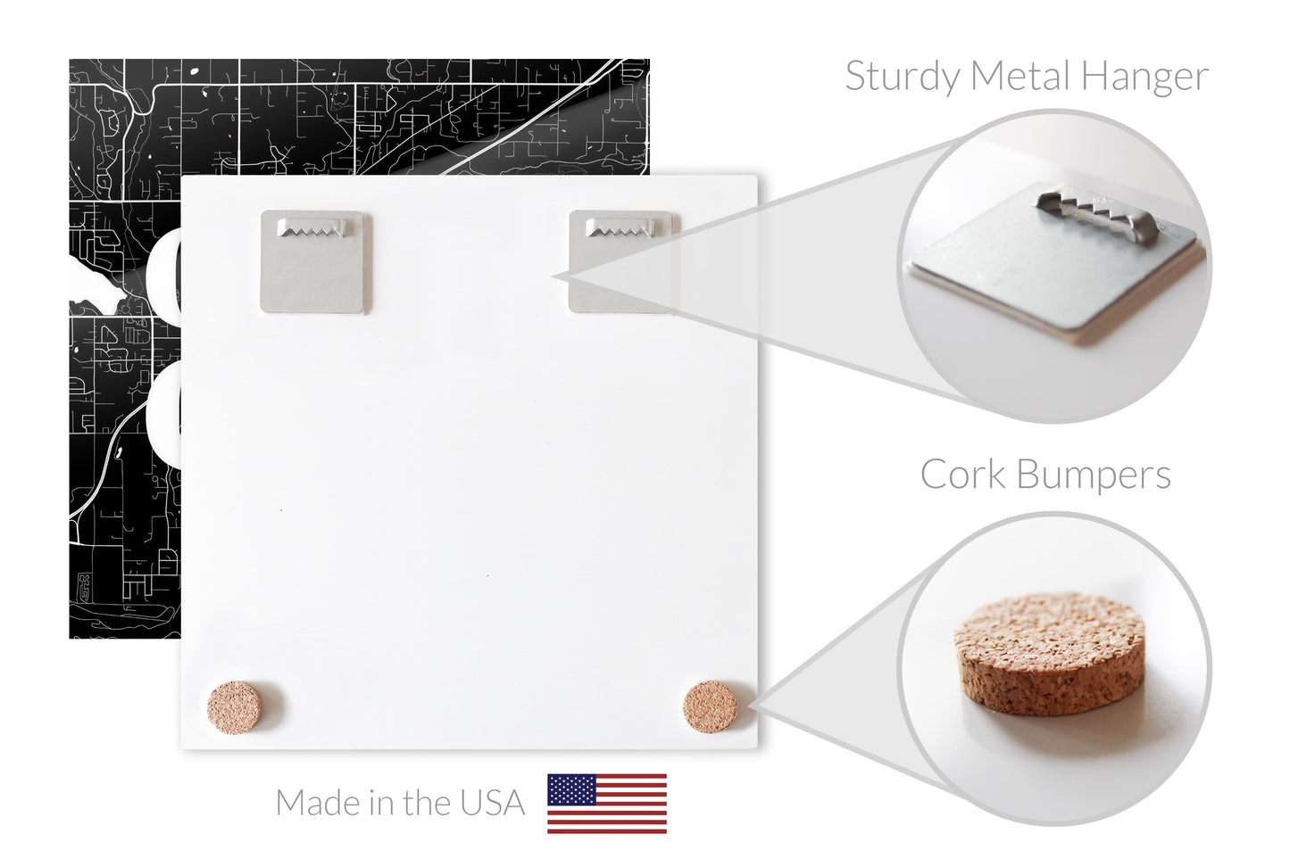 Minimalistic B&W Washington Covington Map | Hi-Def Glass Art | Eaches | Min 1