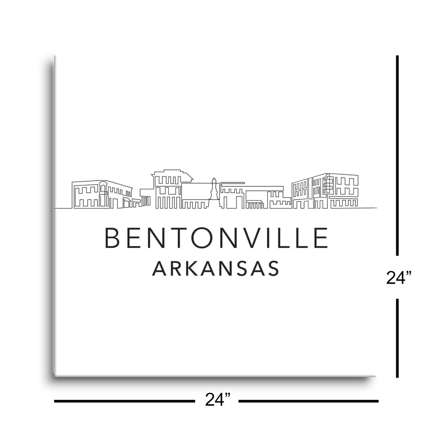 Minimalist B&W Arkansas Bentonville Skyline| Hi-Def Glass Art | Eaches | Min 1