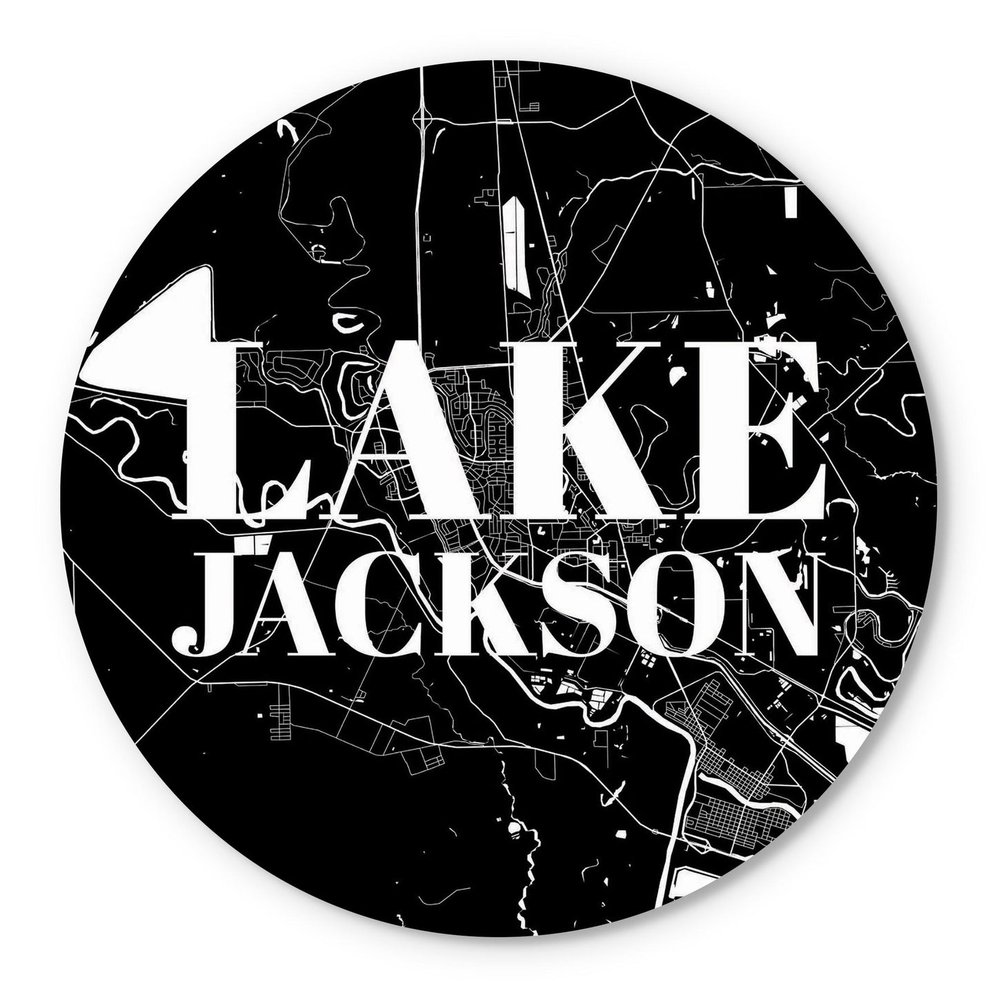 Minimalistic B&W Texas Lake Jackson Map | Wood Sign | Eaches | Min 1