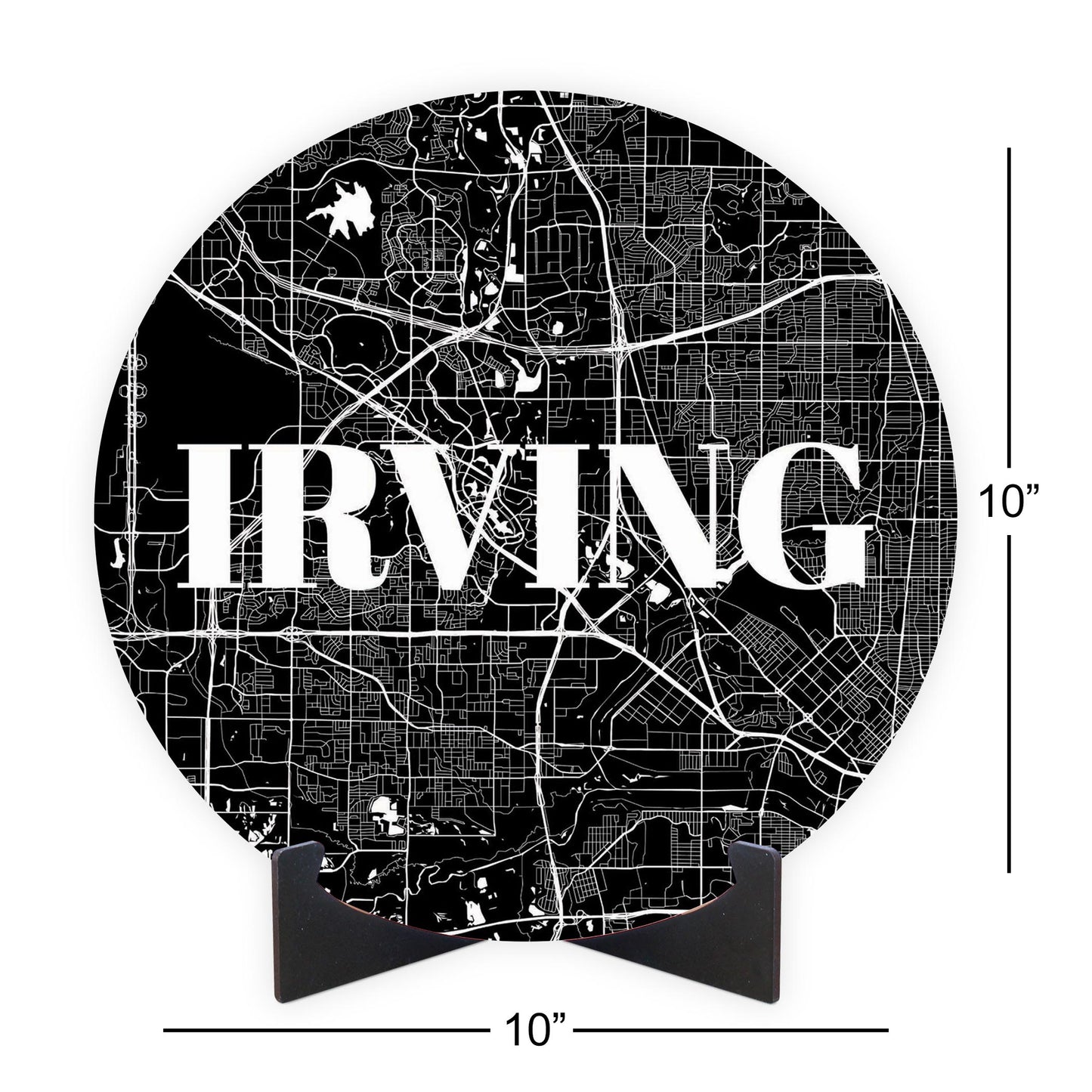 Minimalistic B&W Texas Irving Map | Wood Sign | Eaches | Min 1