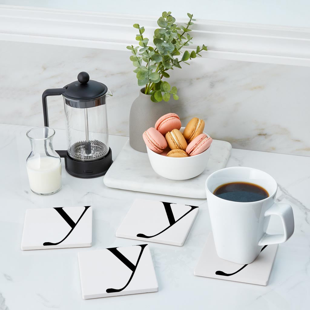 Minimal Monogram Y | Absorbent Coasters | Set of 4 | Min 2