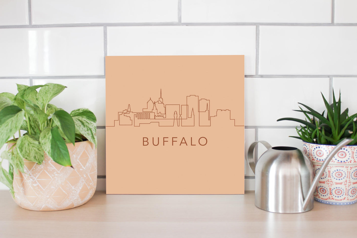 Modern Minimalistic New York Buffalo Skyline | Wood Sign | Eaches | Min 2