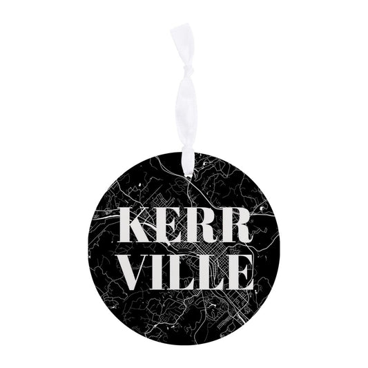 Minimalistic B&W Texas Kerrville Map | Wood Ornament | Eaches | Min 6