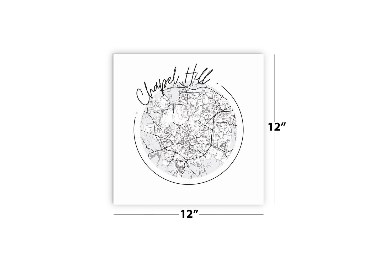 Minimalistic B&W North Carolina Chapel Hill Circle Map | Wood Sign | Eaches | Min 2