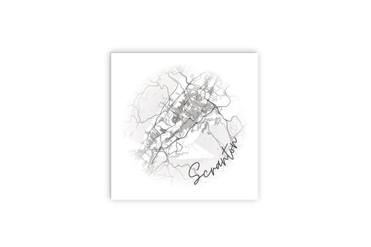 Minimalistic B&W Pennsylvania Scranton Circle Map | Wood Sign | Eaches | Min 2