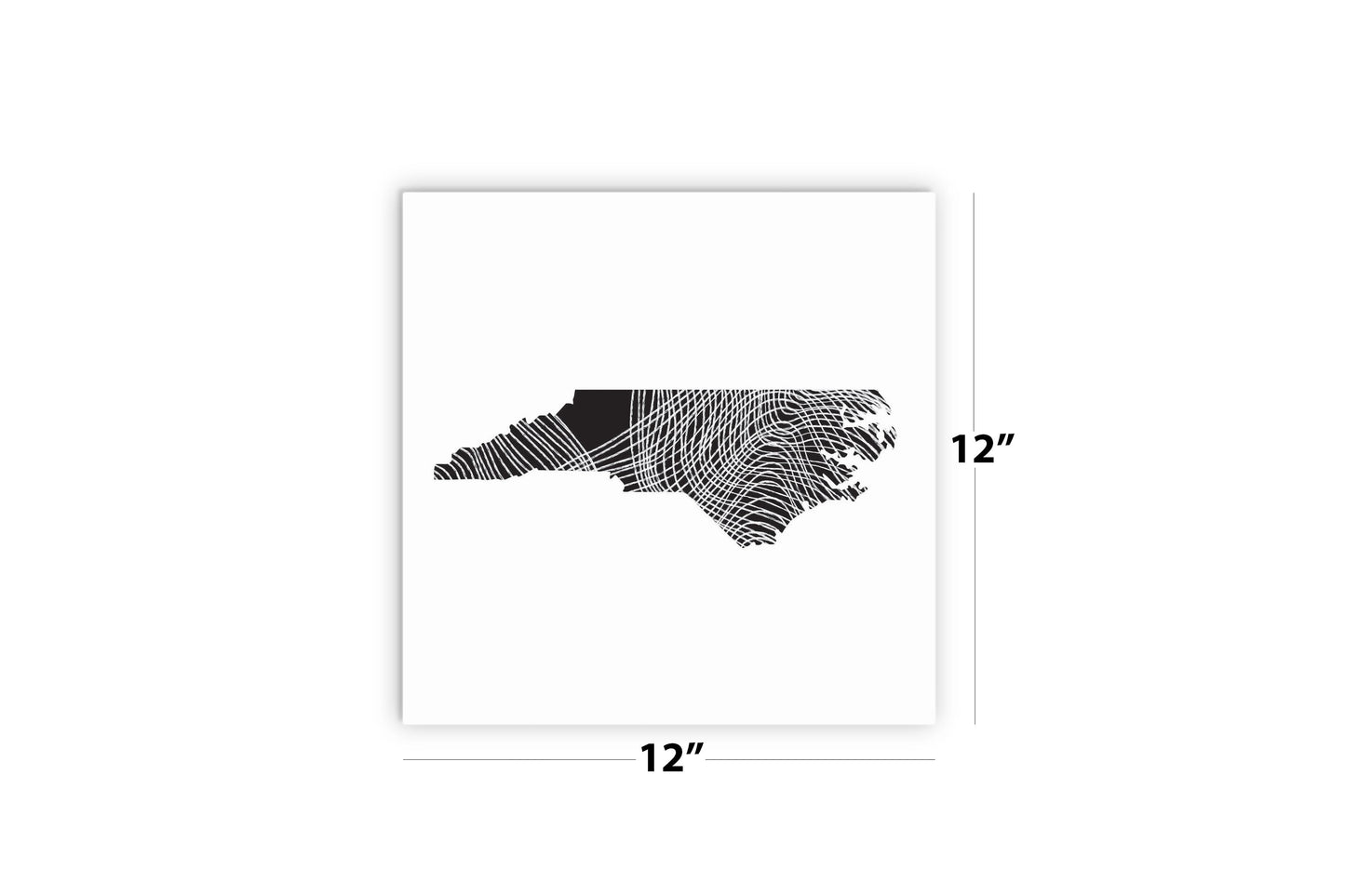 Minimalistic B&W North Carolina State Black With Fluid Lines | Wood Sign | Eaches | Min 2