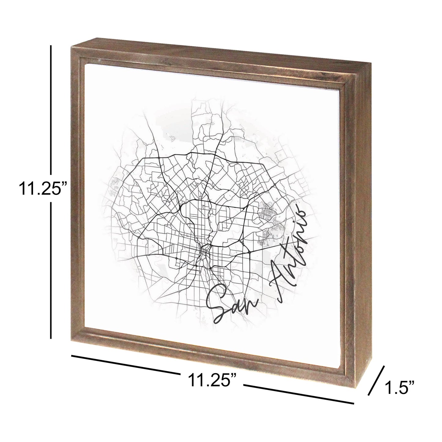 Minimalistic B&W Texas San Antonio Circle Map | Wood Sign | Eaches | Min 1