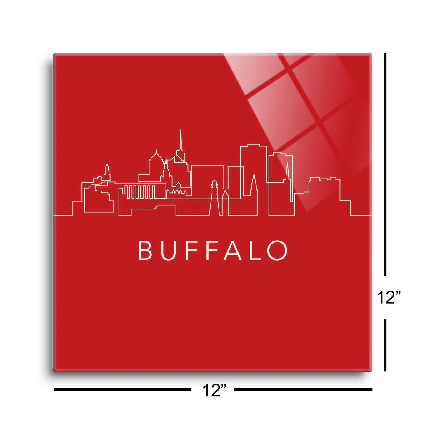 Red White And Blue New York Buffalo Skyline | Hi-Def Glass Art | Eaches | Min 1