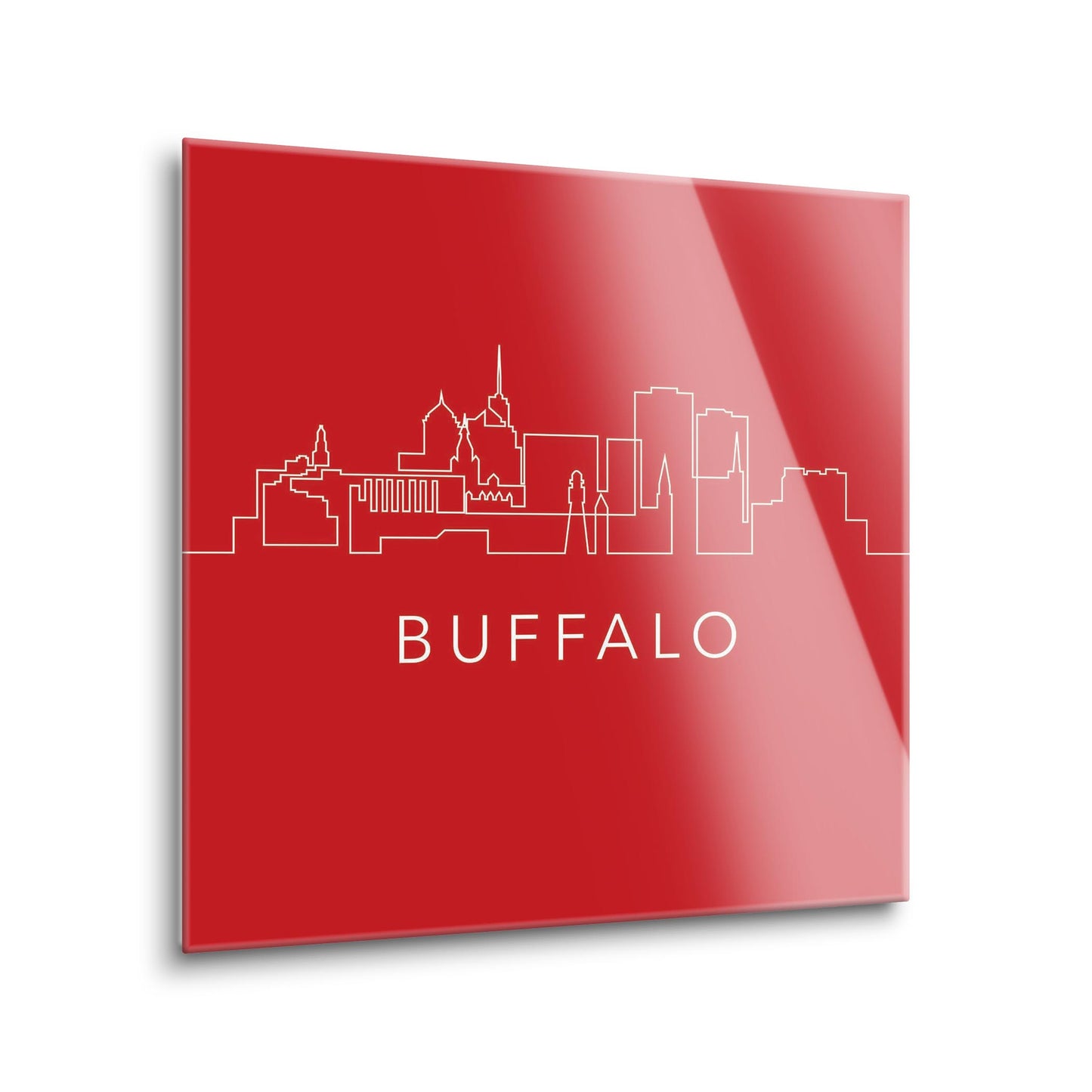 Red White And Blue New York Buffalo Skyline | Hi-Def Glass Art | Eaches | Min 1