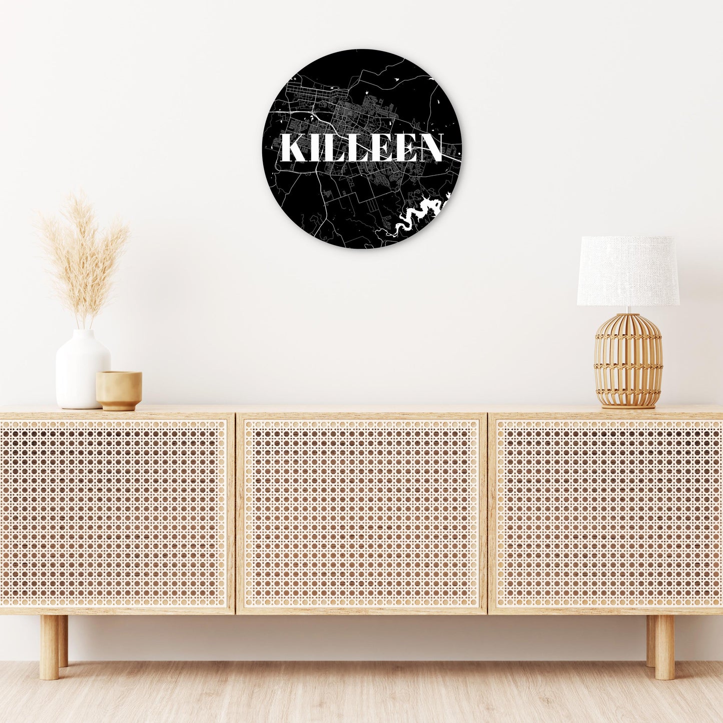 Minimalistic B&W Texas Killeen Map | Wood Sign | Eaches | Min 1