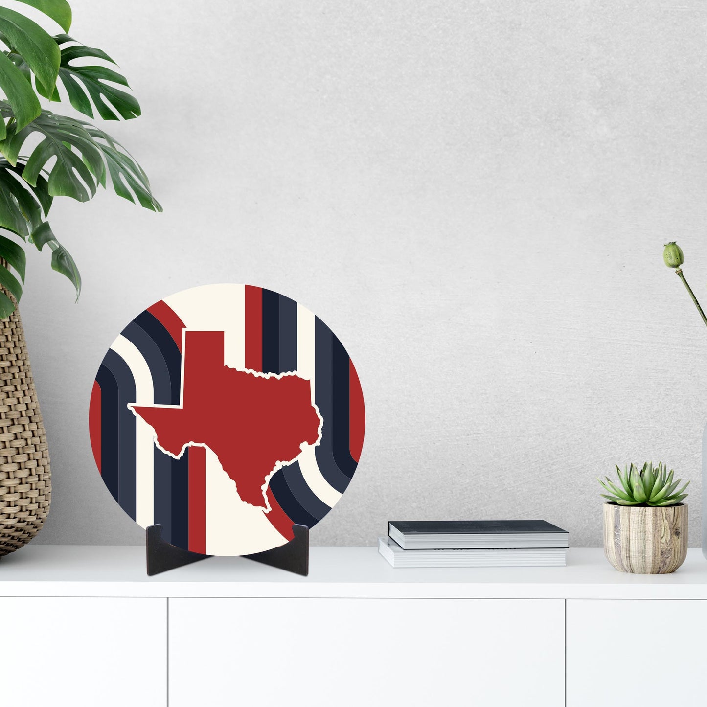 Modern Minimalist Texas Colors Retro Shape | Wood Sign | Eaches | Min 1