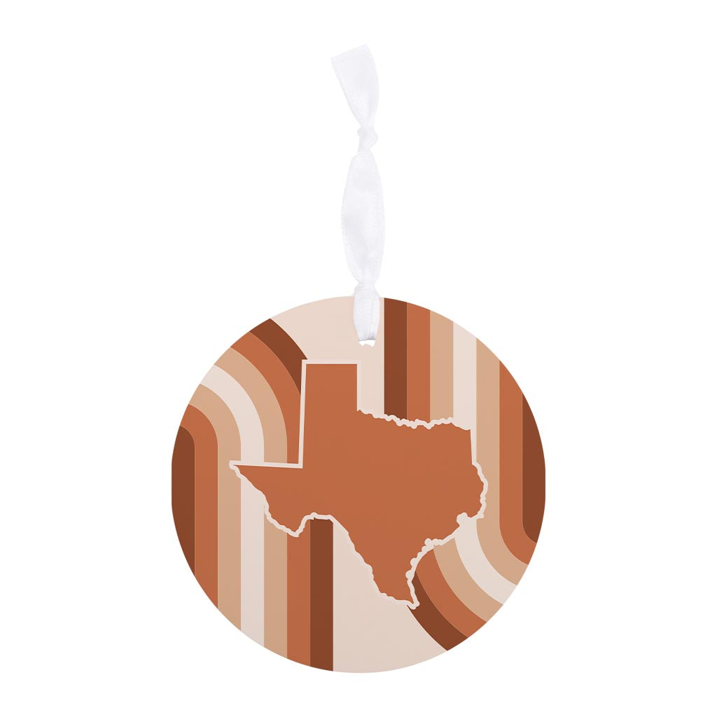 Modern Minimalist Texas State Shape Retro Lines| Wood Ornament | Eaches | Min 6