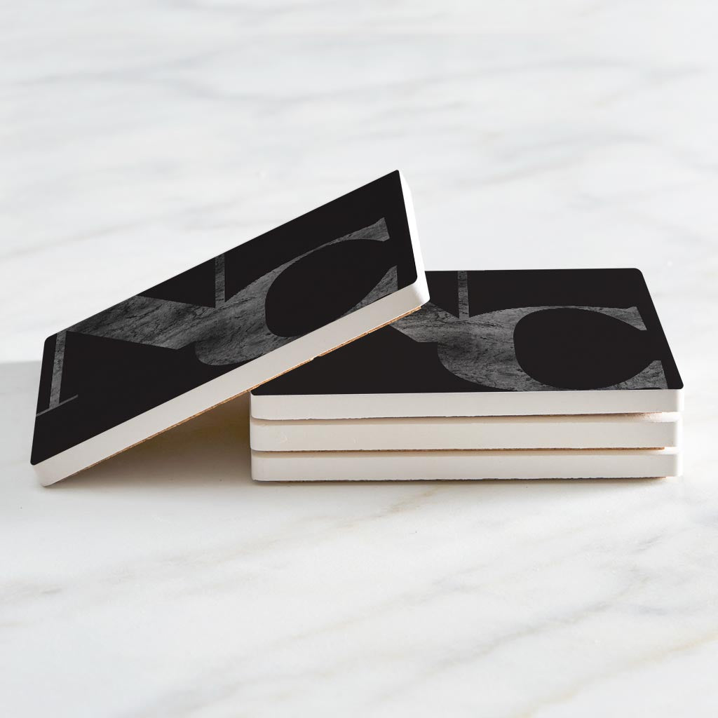 Minimalistic B&W North Carolina Black Initials | Absorbent Coasters | Set of 4 | Min 2