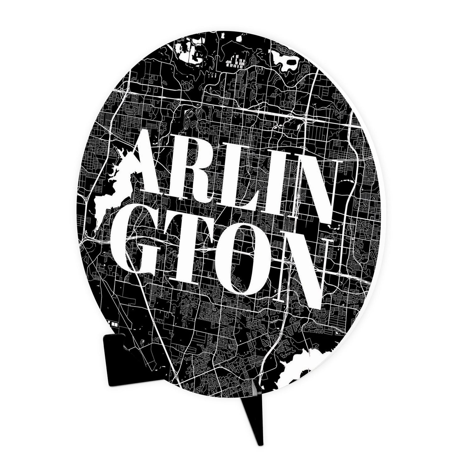 Minimalistic B&W Texas Arlington Map | Wood Sign | Eaches | Min 1