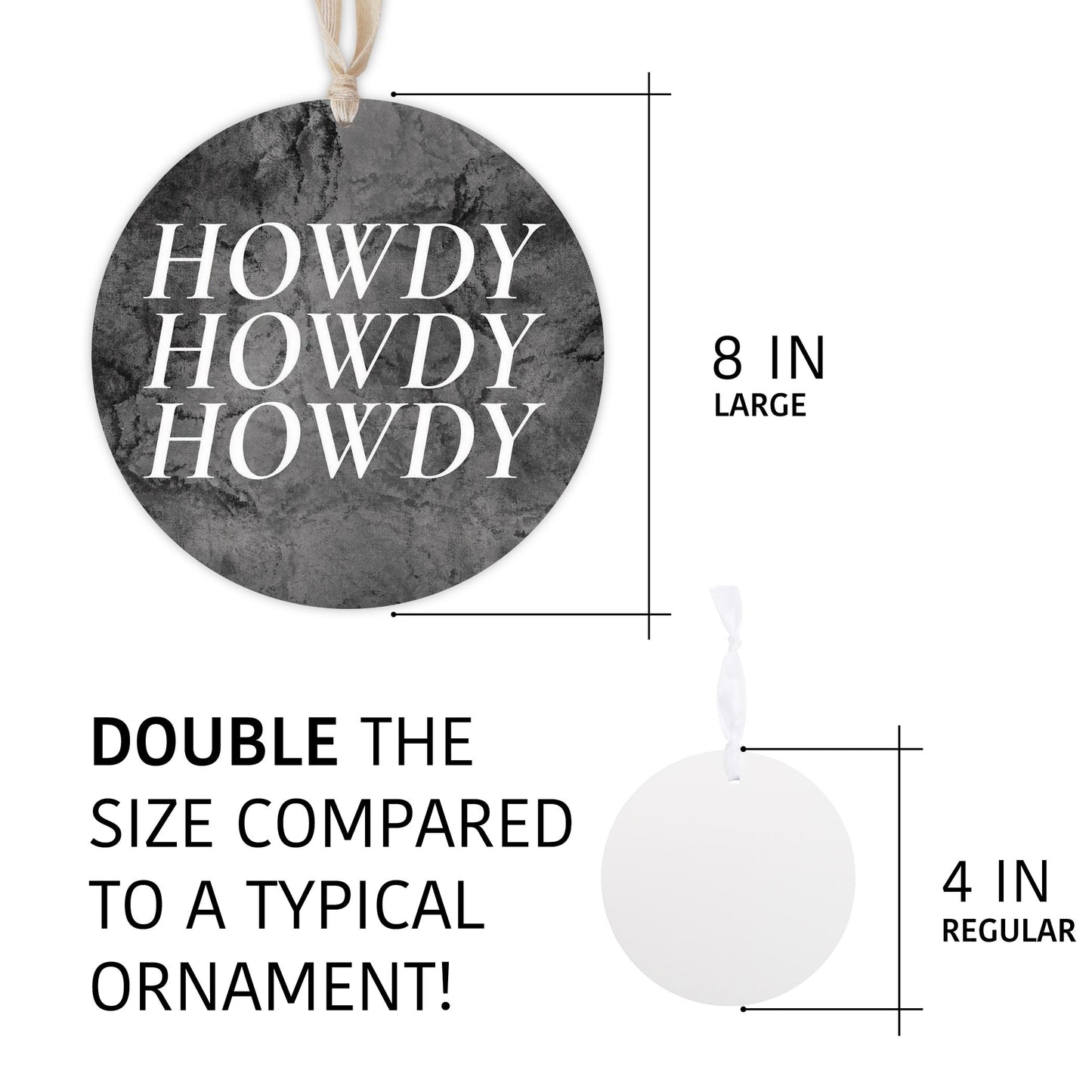 Minimalistic B&W Texas Textured Howdy | Wood Ornament | Eaches | Min 1