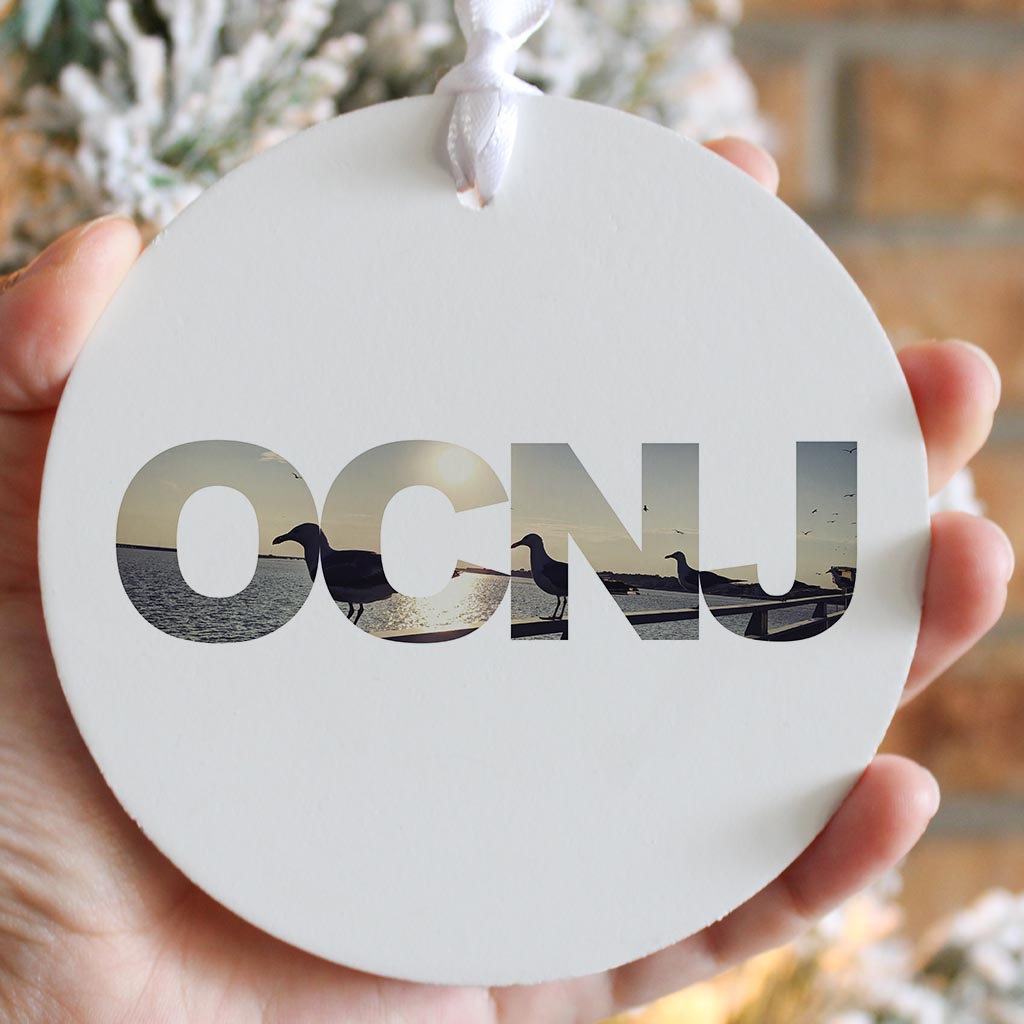 OCNJ Photo With Text | Wood Ornament | Eaches | Min 6