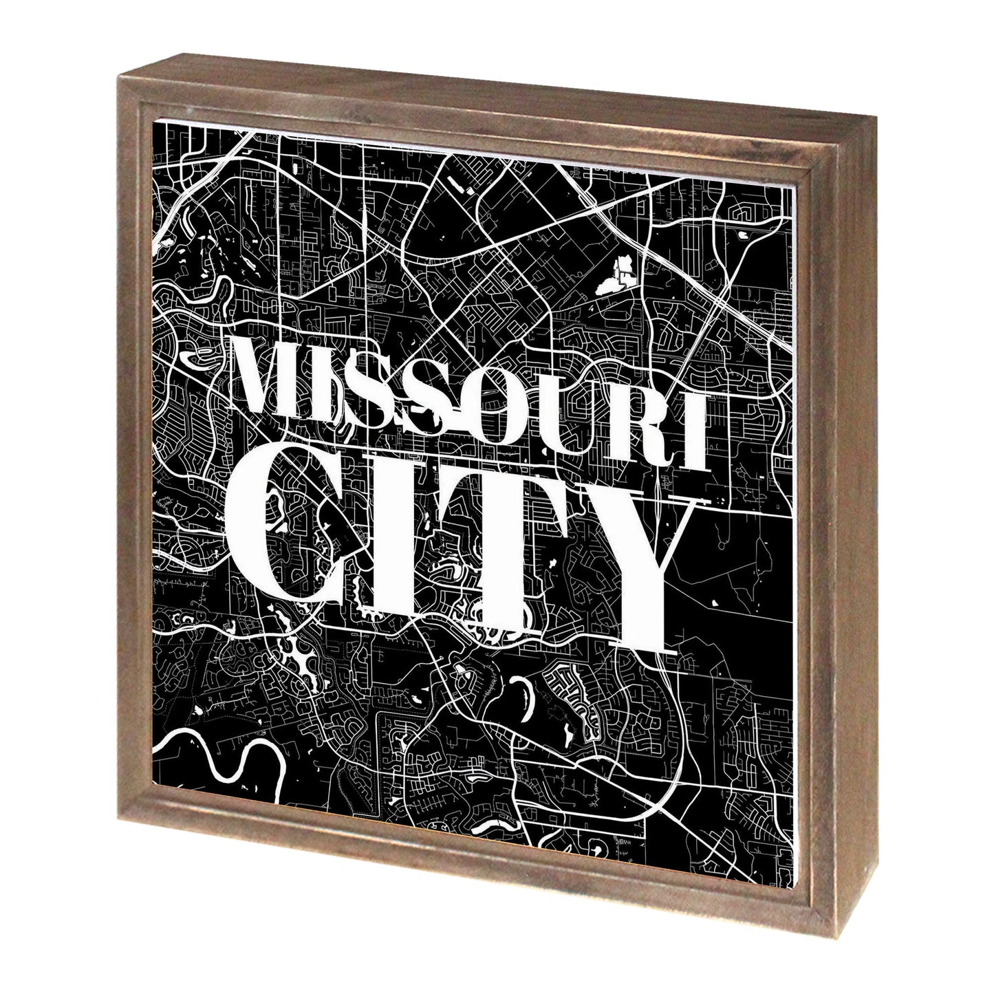 Minimalistic B&W Texas Missouri City Map | Wood Sign | Eaches | Min 1