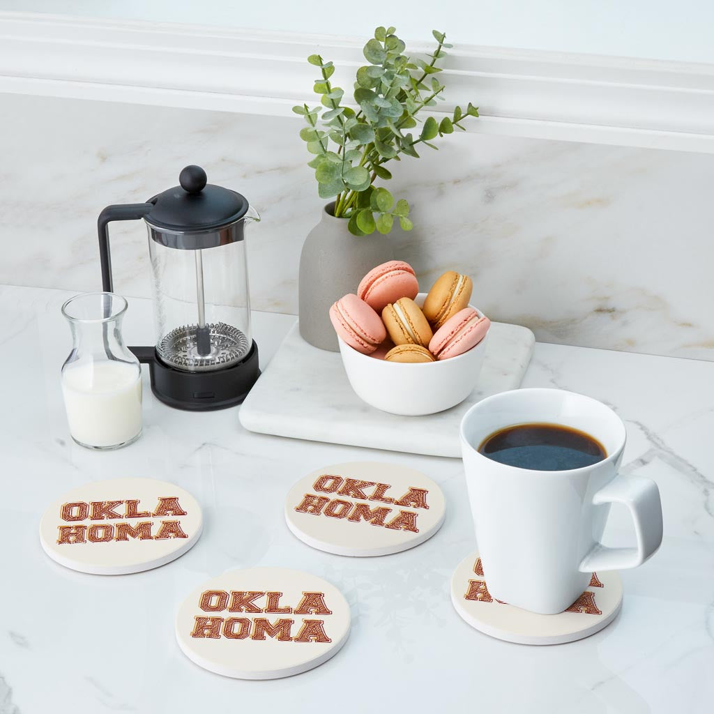 Modern Minimalist Oklahoma | Absorbent Coasters | Set of 4 | Min 2