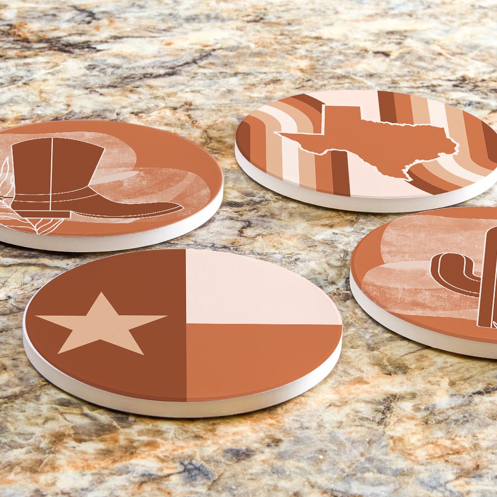 Modern Minimalist Texas Set | Absorbent Coasters | Set of 4 | Min 2