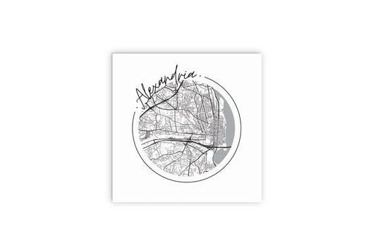 Minimalistic B&W Virginia Alexandria Circle Map | Wood Sign | Eaches | Min 2