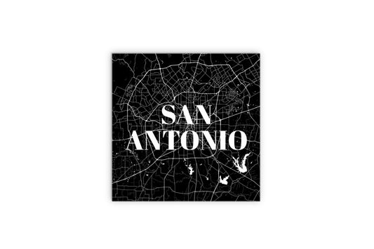 Minimalistic B&W Texas San Antonio Map | Wood Sign | Eaches | Min 2