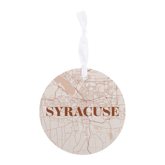 Modern Minimalist New York Syracuse Map| Wood Ornament | Eaches | Min 6