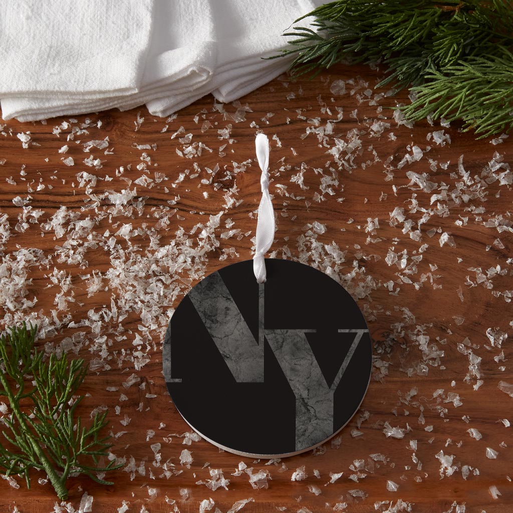 Minimalistic B&W New York Black Initials | Wood Ornament | Eaches | Min 6