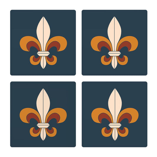 Modern Minimalist Louisiana Colorful Fleu De Lis | Absorbent Coasters | Set of 4 | Min 2