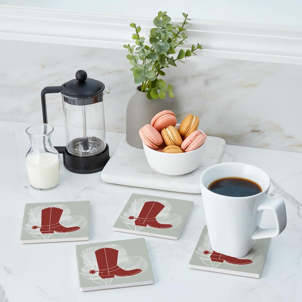 Modern Minimalist Oklahoma Boot | Absorbent Coasters | Set of 4 | Min 2