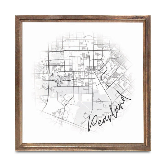 Minimalistic B&W Texas Pearland City Circle Map | Wood Sign | Eaches | Min 1