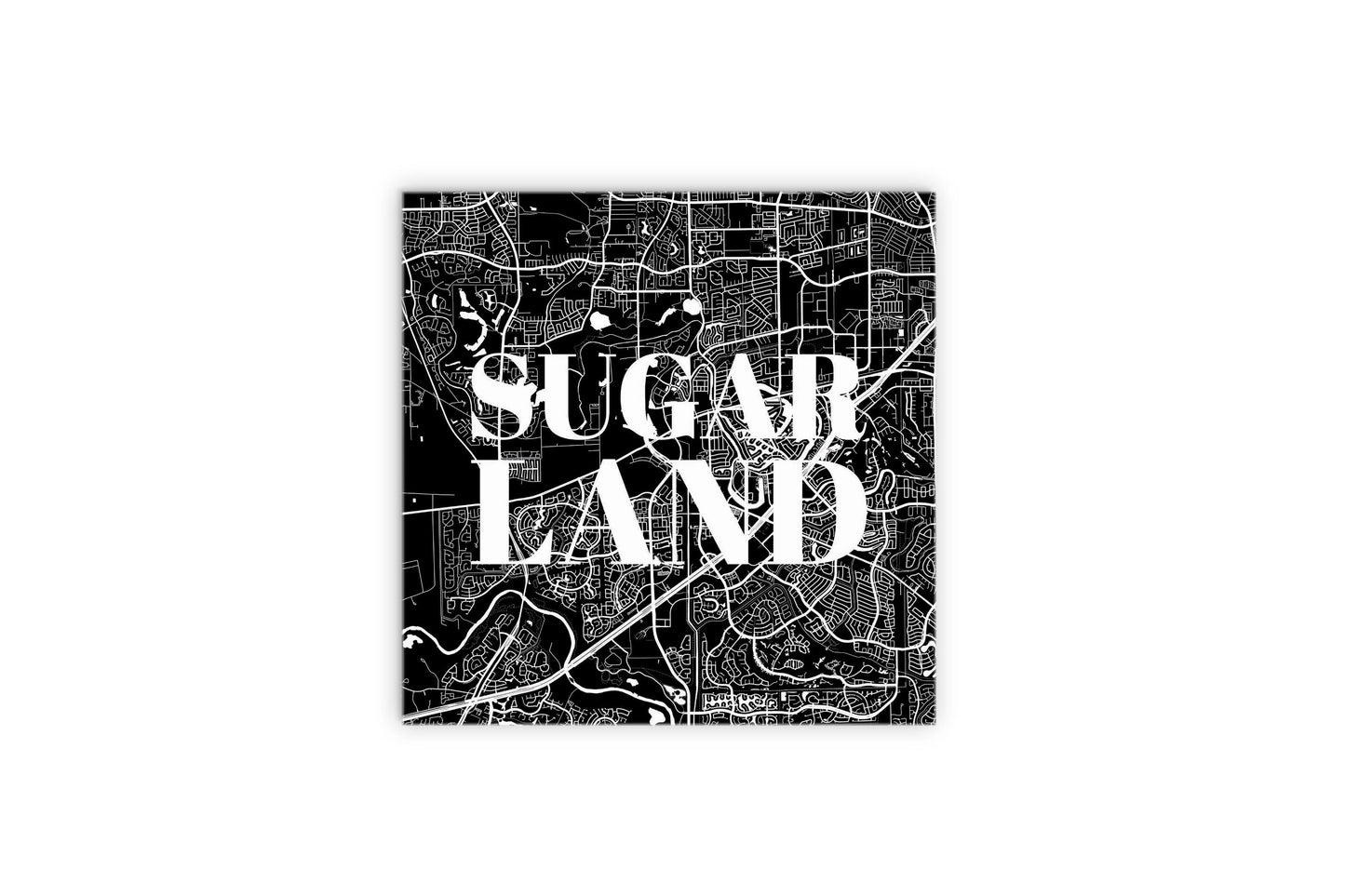 Minimalistic B&W Texas Sugarland Map | Wood Sign | Eaches | Min 2