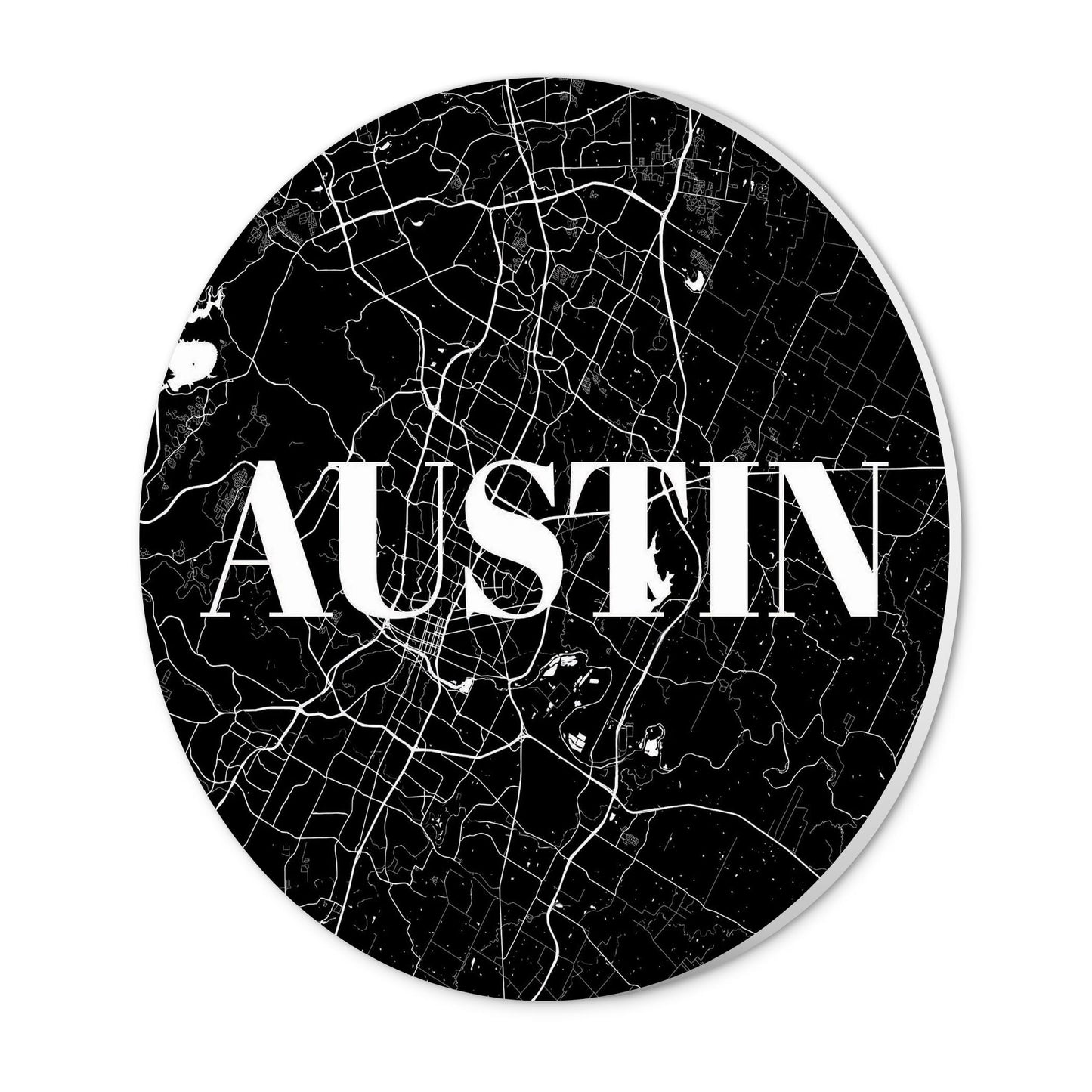 Minimalistic B&W Texas Austin Map | Wood Sign | Eaches | Min 1